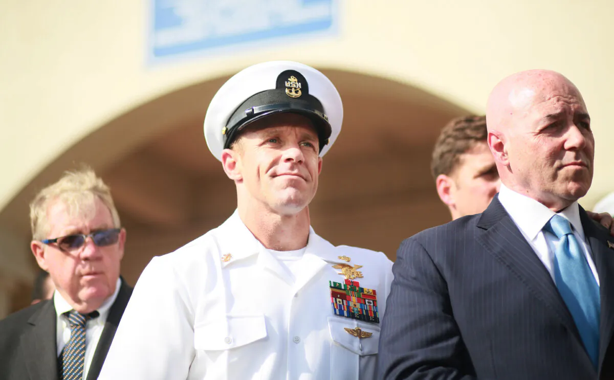 Navy Special Operations Chief Edward Gallagher after being acquitted of premediated murder in San Diego, Calif. on July 2, 2019. (Sandy Huffaker/Getty Images)