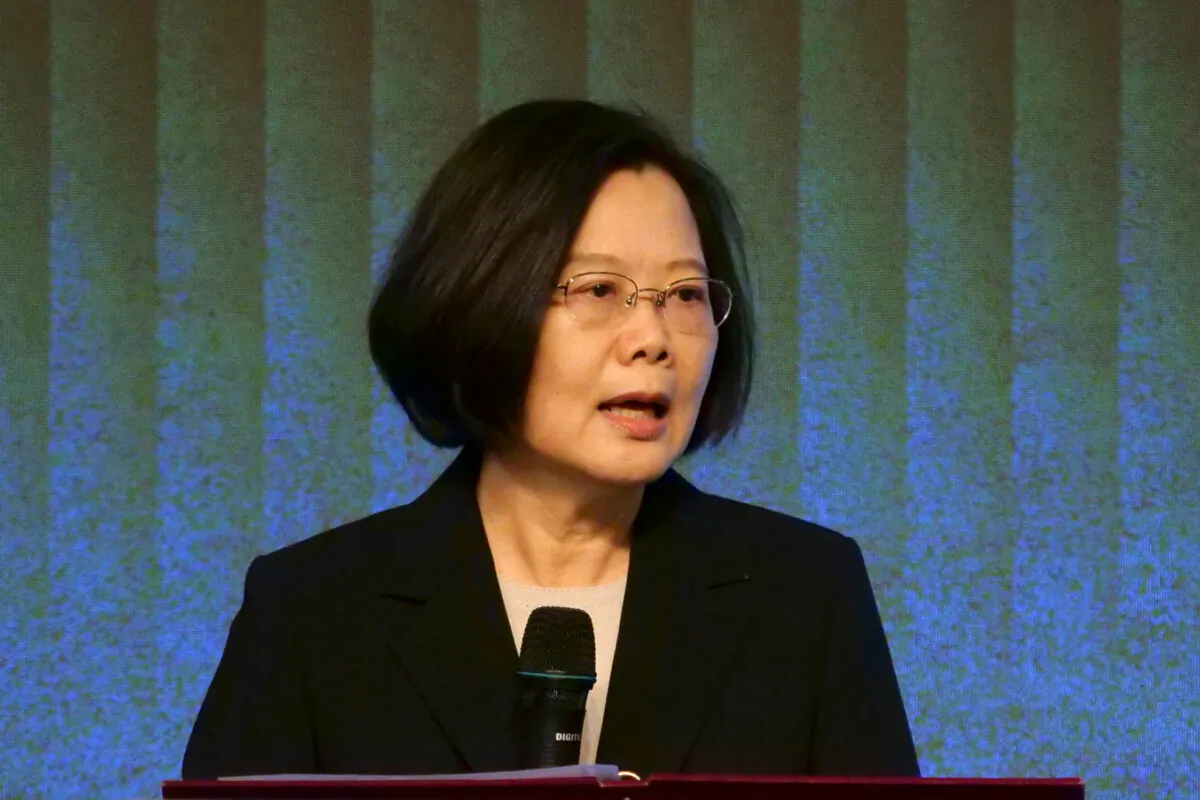 Taiwan's President Tsai Ing-wen speaks to members of the American Chamber of Commerce at their annual general meeting in Taipei, Taiwan on Nov. 19, 2019.  (Fabian Hamacher/Reuters)