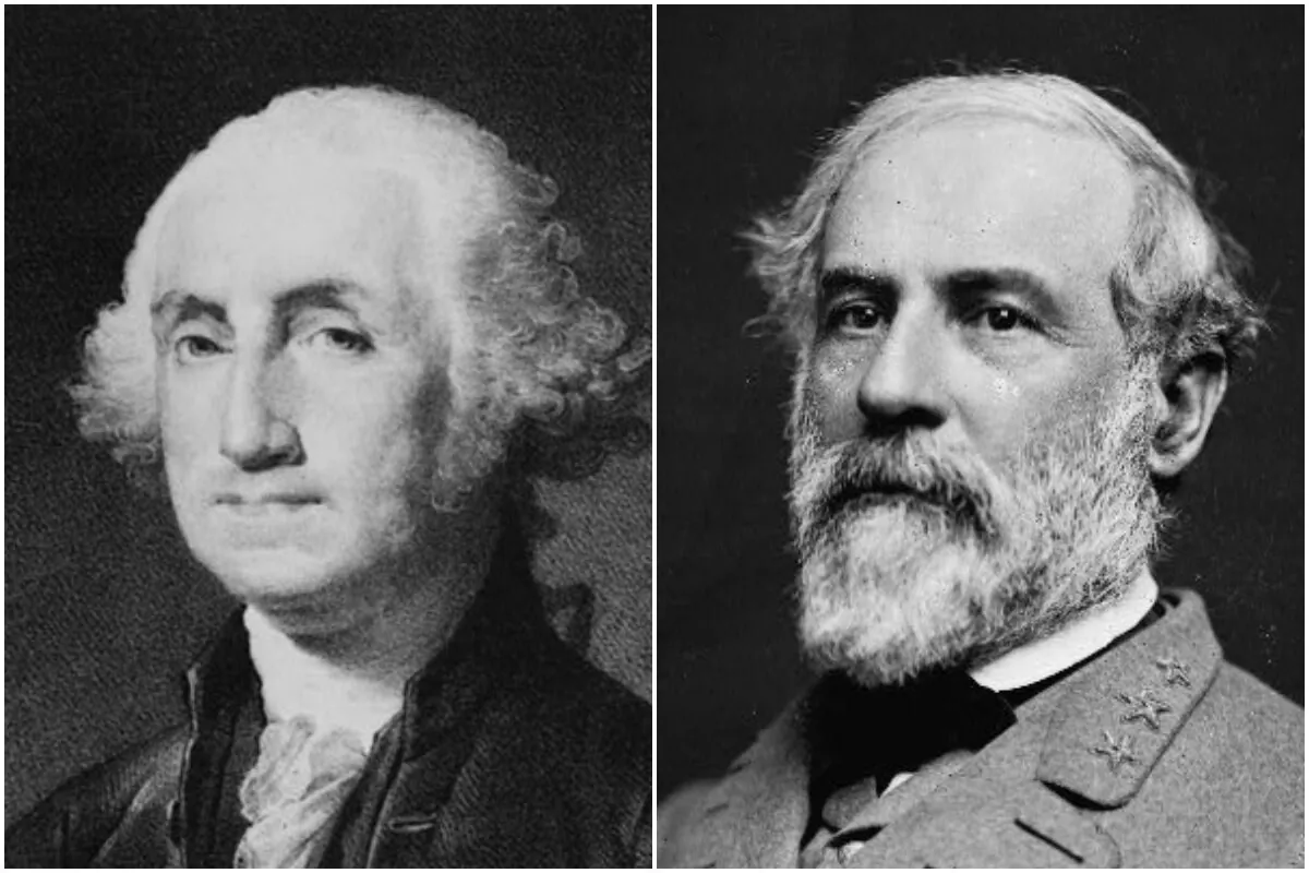 Portrait of George Washington (L) and Robert E. Lee (R). (Library of Congress)