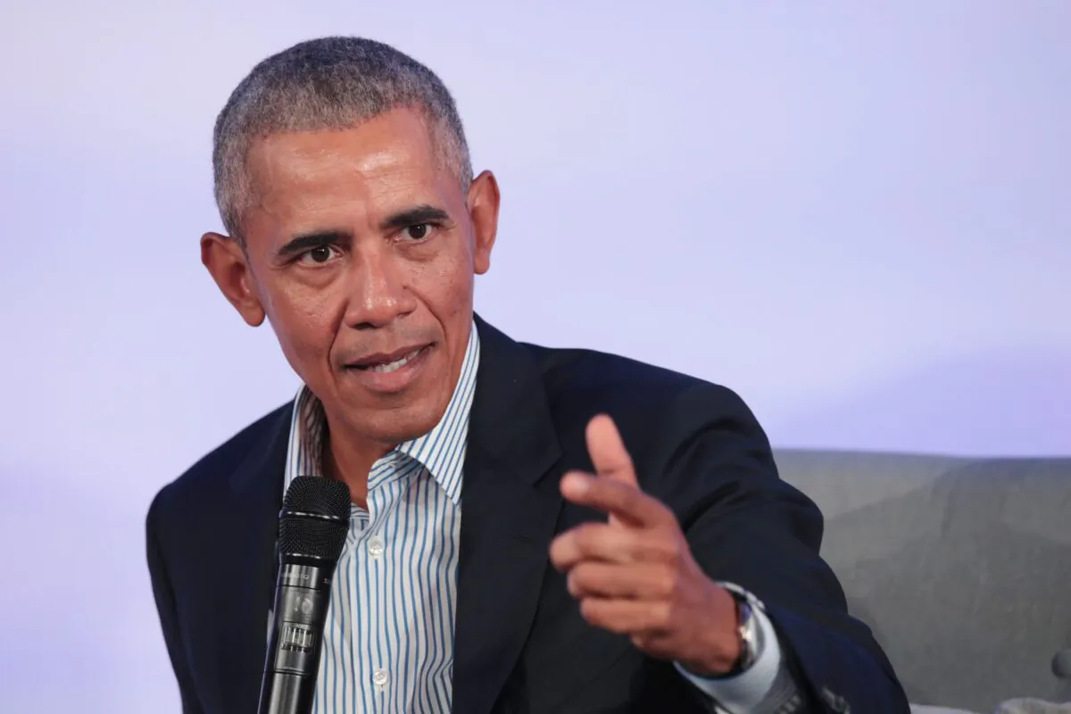 Former President Barack Obama speaks to guests at the Obama Foundation Summit on the campus of the Illinois Institute of Technology in Chicago on Oct. 29, 2019. (Scott Olson/Getty Images)