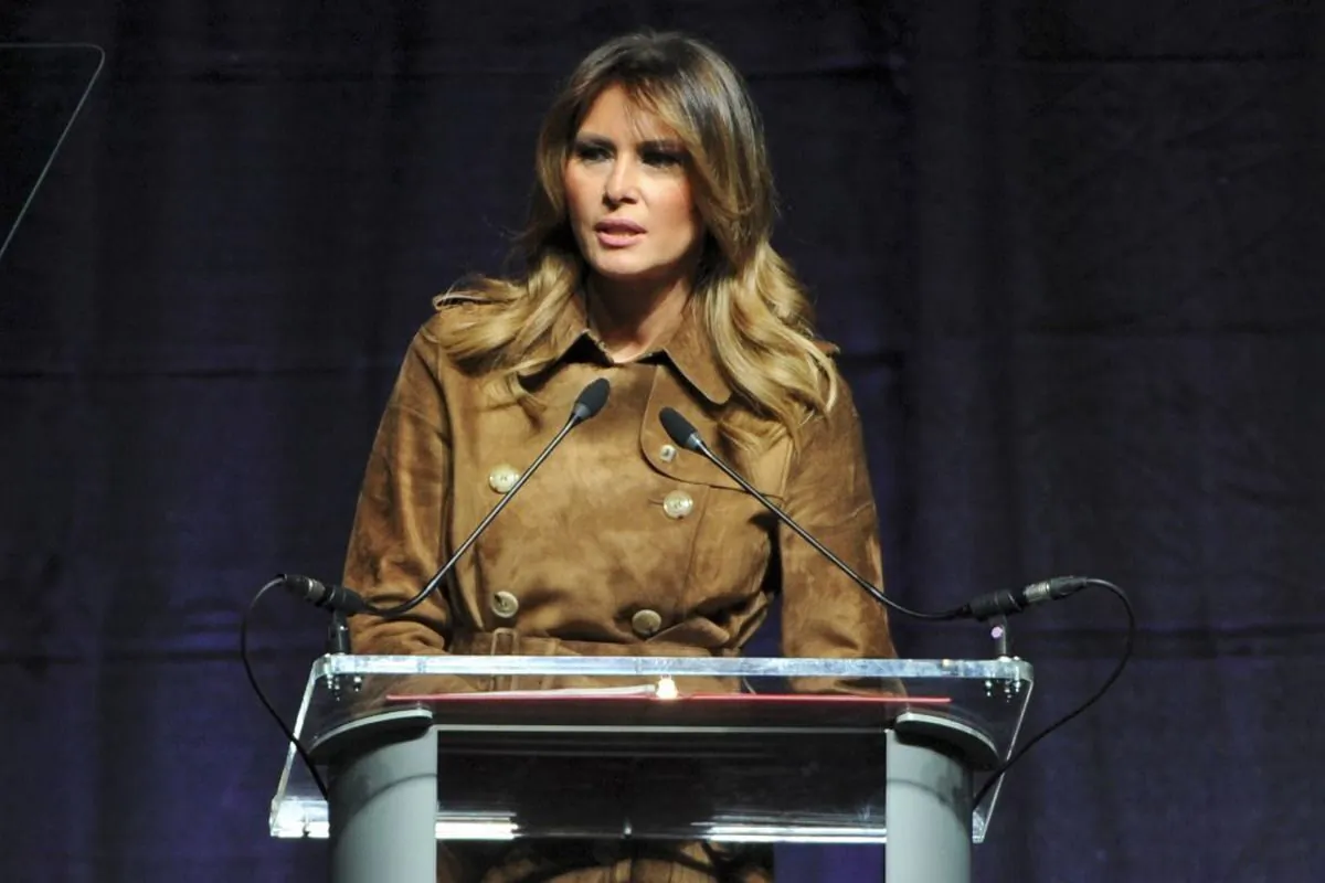 First lady Melania Trump speaks at the B'More Youth Summit at UMBC in Baltimore on Nov. 26, 2019. (Barbara Haddock Taylor/The Baltimore Sun via AP)
