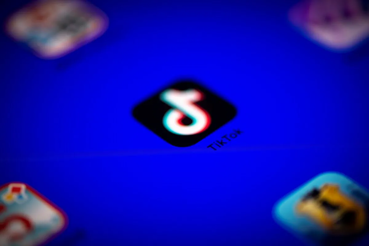 The logo of the social media video sharing app TikTok displayed on a tablet screen in Paris on Nov. 21, 2019. (Lionel Bonaventure/AFP via Getty Images)