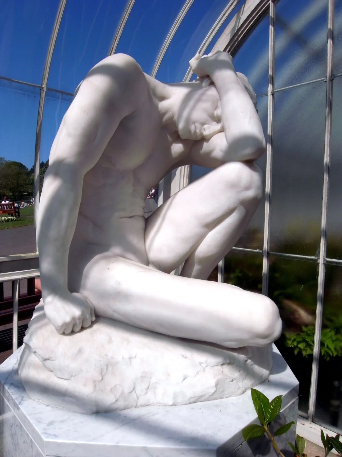 Cain committed the first murder, but he chose to do evil. “Cain: My Punishment is Greater than I can Bear,” (Genesis 4:13), circa 1899, by Edwin Roscoe Mullins. Glasgow Botanic Gardens, Kibble Palace. (CC BY-SA 4.0)