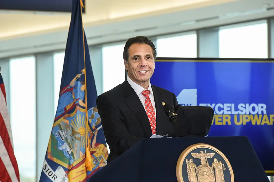 Andrew Cuomo, Governor of New York, speaks at LaGuardia Airport in New York City on Oct. 29, 2019. (Stephanie Keith/Getty Images)