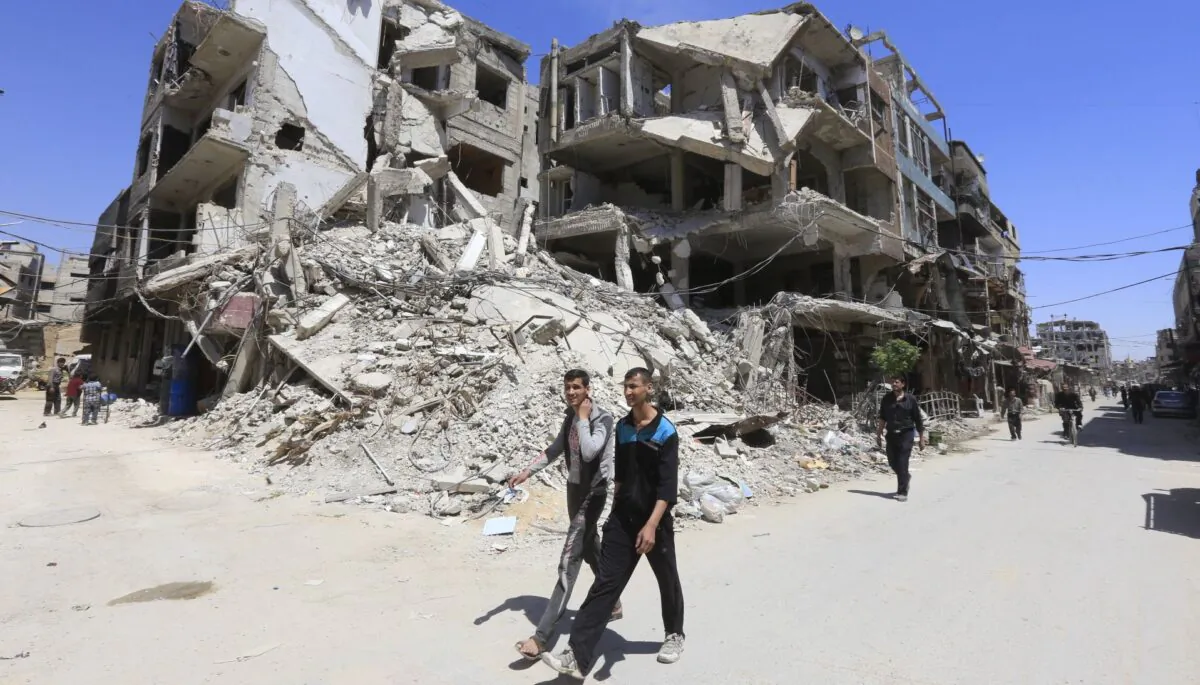 Douma on the outskirts of Damascus on April 16, 2018. (Louai Beshara/AFP via Getty Images)