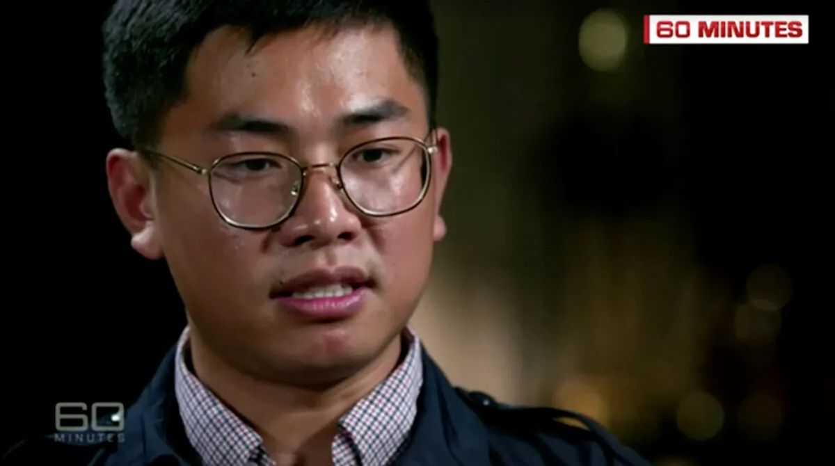 Wang Liqiang speaks with Australian show 60 Minutes on Nov. 24, 2019. (Screenshot via Reuters)