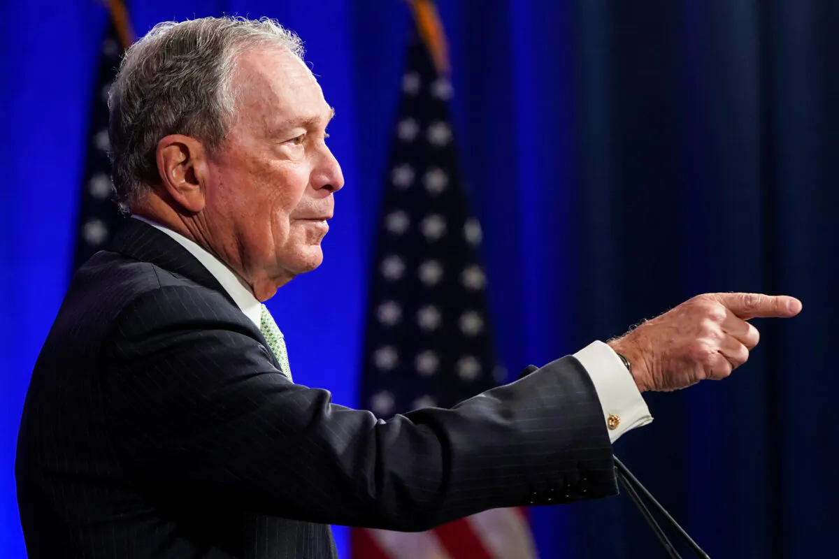 Democratic presidential candidate Michael Bloomberg addresses a news conference after launching his presidential bid in Norfolk, Virginia on Nov. 25, 2019. (Joshua Roberts/Reuters)