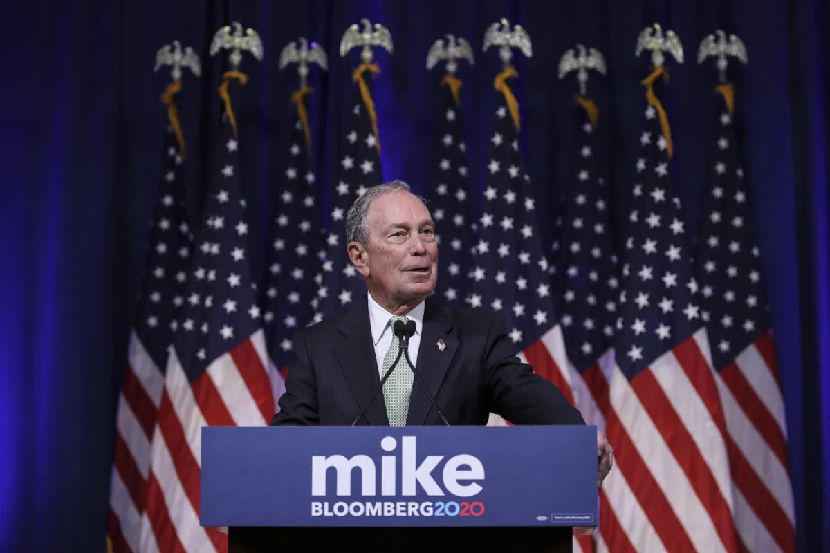 Democratic presidential candidate, former New York Mayor Michael Bloomberg speaks during a press conference to discuss his presidential run in Norfolk, Virginia on Nov. 25, 2019. (Drew Angerer/Getty Images)