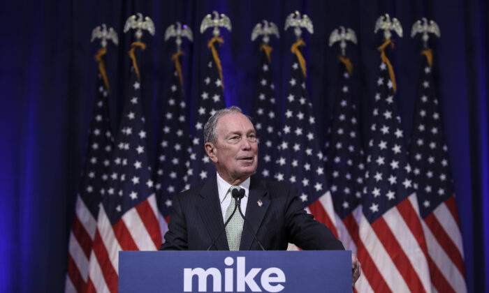 Democratic presidential candidate, former New York Mayor Michael Bloomberg speaks during a press conference to discuss his presidential run in Norfolk, Virginia on Nov. 25, 2019. (Drew Angerer/Getty Images)