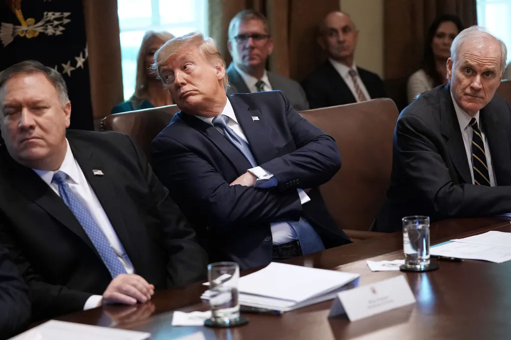 President Donald Trump (C) listens to a presentation about prescription drugs during a cabinet meeting at the White House in Washington on July 16, 2019. (Chip Somodevilla/Getty Images)
