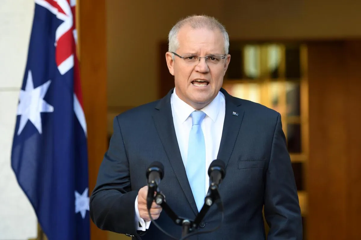 Australian Prime Minister Scott Morrison talks to the media at a press conference at Parliament House in Canberra, Australia on April 11, 2019. (Tracey Nearmy/Getty Images)