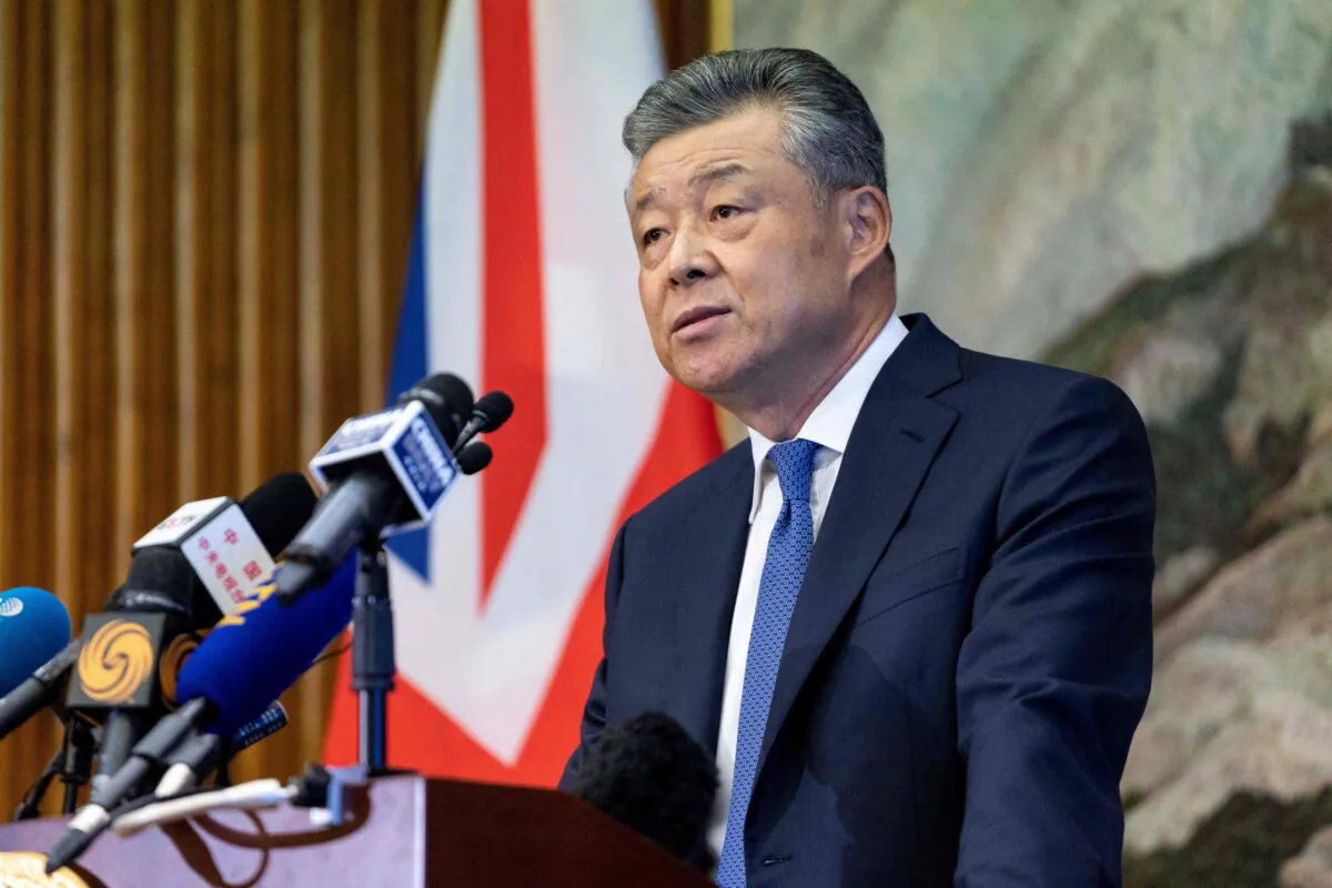 China's ambassador to Britain Liu Xiaoming speaks to members of the media during a press conference relating to continuing unrest in Hong Kong, at the Chinese Embassy in London on November 18, 2019. (NIKLAS HALLE'N/AFP via Getty Images)