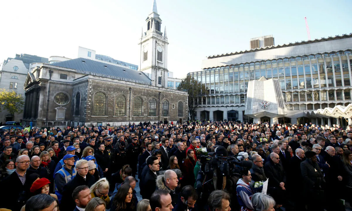 A view of the general public during a vigil for victims of a fatal attack on London Bridge in London, Britain on Dec. 2, 2019. (Henry Nicholls/Reuters)