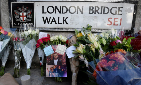 Condolence messages and flowers for the London Bridge attack