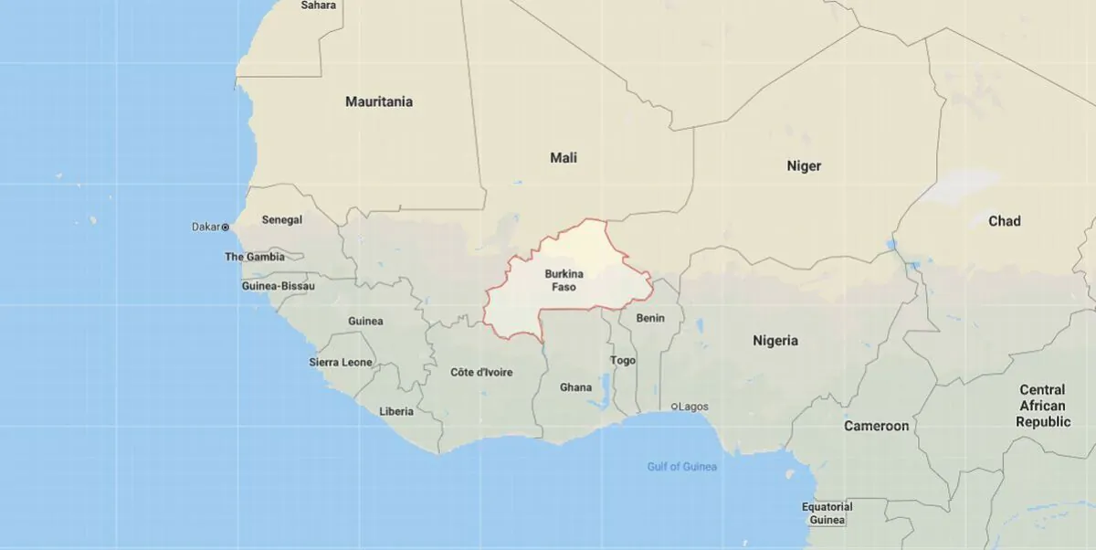 Burkina Faso is shown on a map. (Google Maps/Screenshot via The Epoch Times)