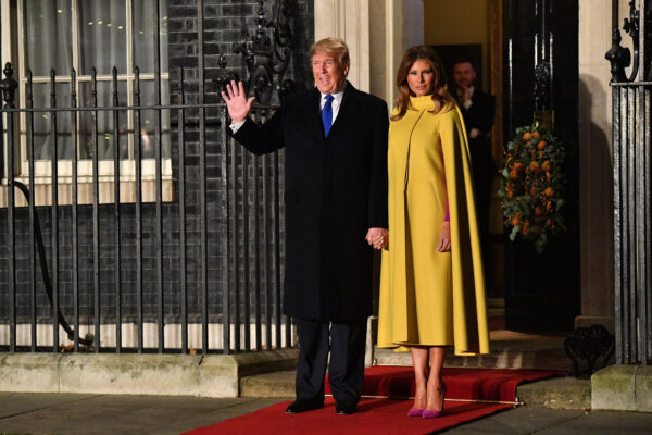 NATO Leaders Summit Takes Place In The UK. President Donald Trump and First Lady Melania Trump arrive at number 10 Downing Street for a reception on December 3, 2019 in London, England. (Leon Neal/Getty Images)