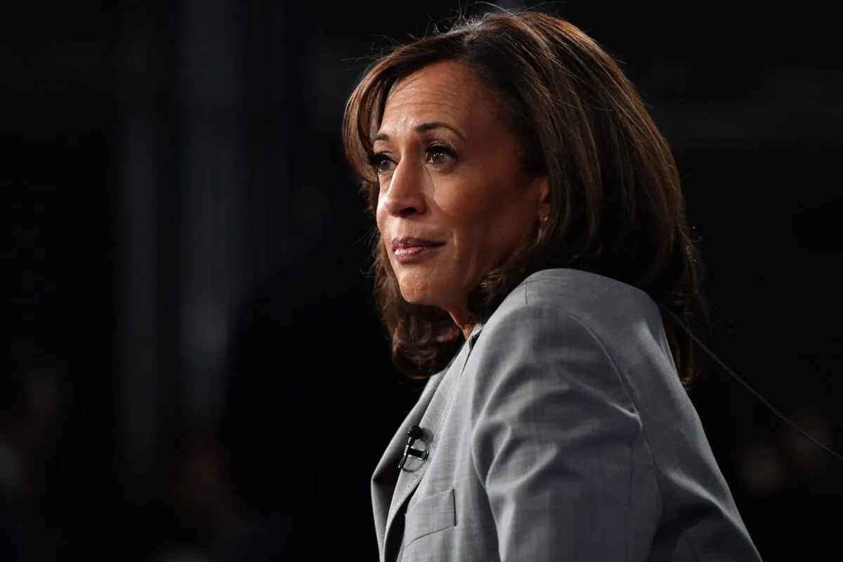 Sen. Kamala Harris (D-Calif.) speaks after the Democratic presidential debate in Atlanta on Nov. 20, 2019. (Nicholas Kamm/AFP via Getty Images)
