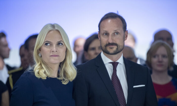 Crown Prince Haakon and Crown Princess Mette-Marit of Norway visit an exhibition in Frankfurt, Germany, on Oct. 15, 2019. (Thomas Lohnes/Getty Images)