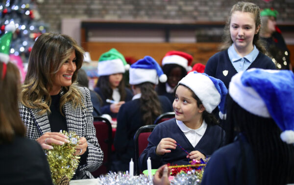 U.S. First Lady Melania Trump prepares Christmas decorations