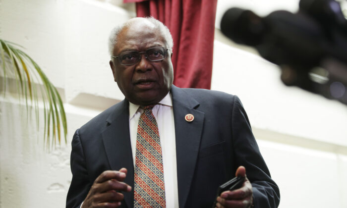 House Majority Whip Rep. James Clyburn (D-S.C.) leaves a House Democrat meeting in Washington on May 22, 2019. (Alex Wong/Getty Images)