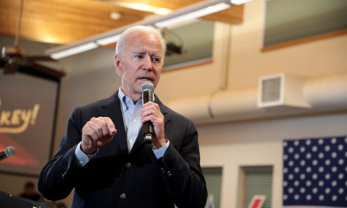 Democratic presidential candidate former Vice President Joe Biden talks on the campaign trail in Algona, Iowa on Dec. 2, 2019. (Scott Olson/Getty Images)