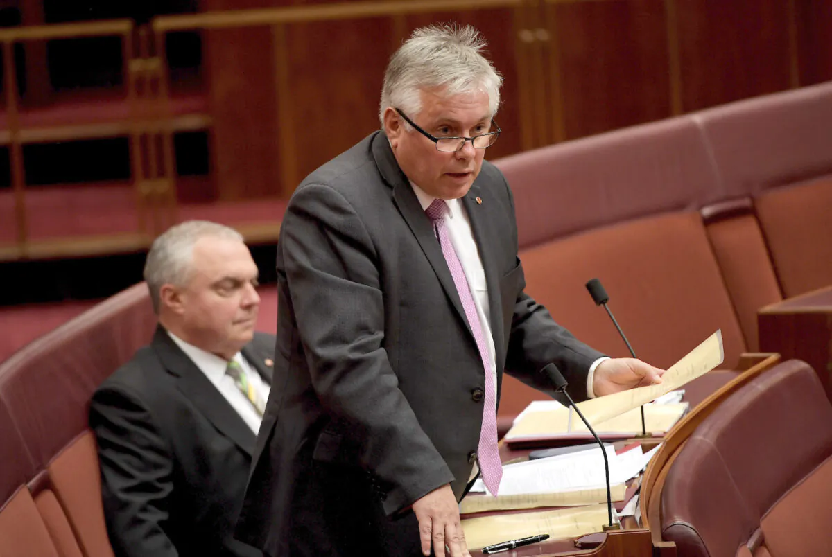 Rex Patrick speaks in the Senate at Parliament House in Canberra, Australia on July 4, 2019. (Tracey Nearmy/Getty Images)