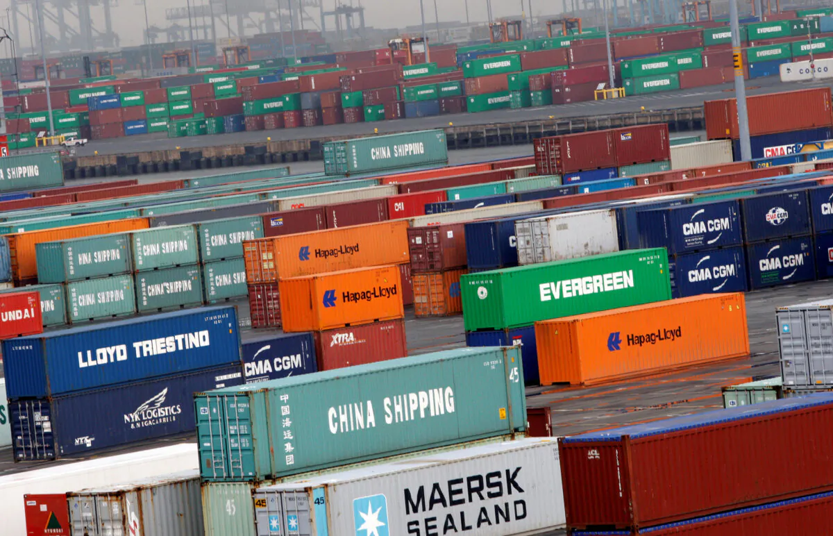 Shipping containers are seen at the Port Newark Container Terminal in Newark, New Jersey, on July 2, 2009. (Reuters/Mike Segar)