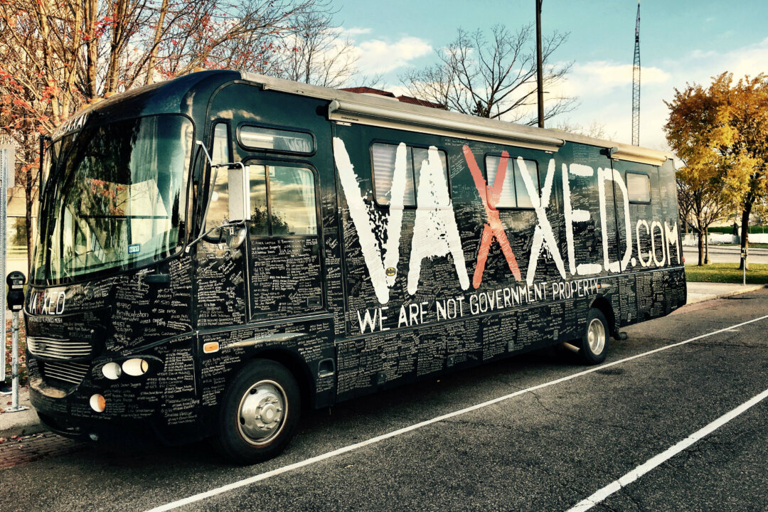 The Vaxxed Bus travelled over 50,000 miles across the United States collecting thousands of stories of allegedly vaccine-injured children and adults, showcased in “Vaxxed II: The People’s Truth.” (© Vaxxed II: The People’s Truth)