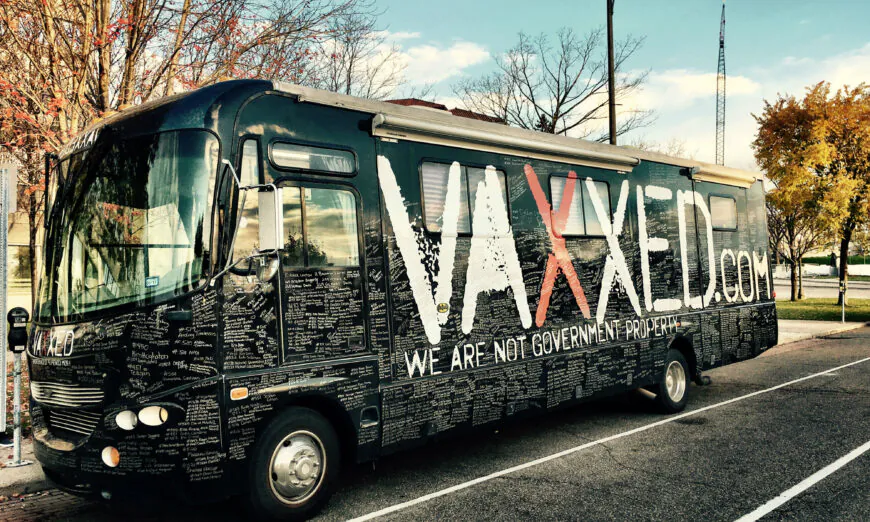 The Vaxxed Bus travelled over 50,000 miles across the United States collecting thousands of stories of allegedly vaccine-injured children and adults, showcased in “Vaxxed II: The People’s Truth.” (© Vaxxed II: The People’s Truth)