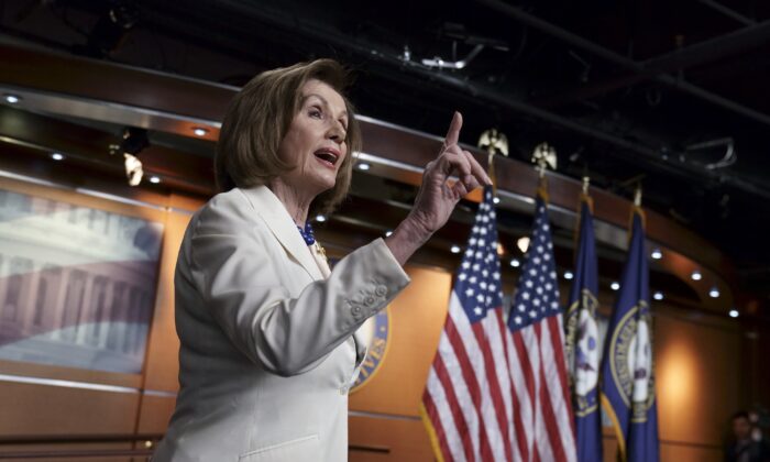 House Speaker Nancy Pelosi (D-Calif.) speaks to reporters in Washington on Dec. 5, 2019. (J. Scott Applewhite/AP Photo)