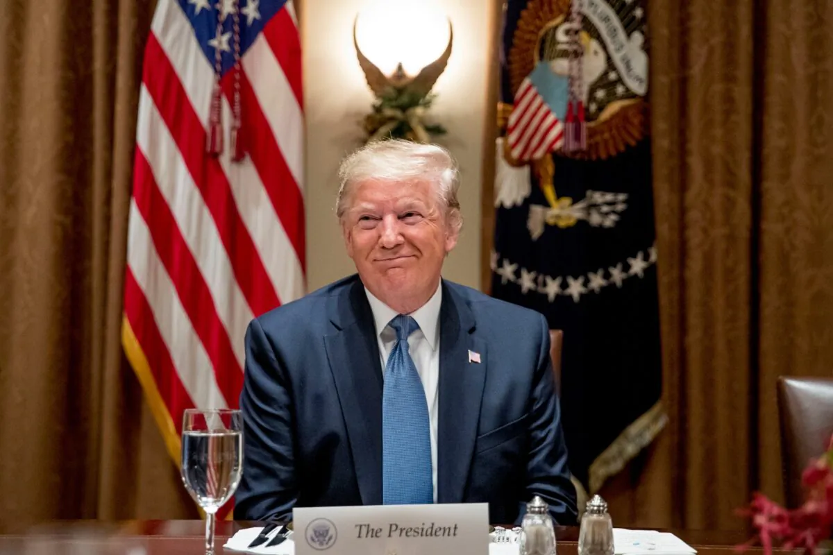 President Donald Trump at a luncheon with members of the United Nations Security Council in the Cabinet Room at the White House in Washington, on Dec. 5, 2019. (AP Photo/Andrew Harnik)

