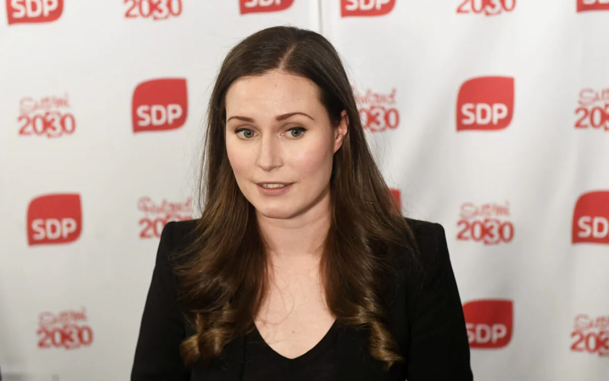 The candidate for the next prime minister of Finland, Sanna Marin, after the SDP's prime minister candidate vote in Helsinki, Finland, Dec. 8, 2019. (Vesa Moilanen/Lehtikuva/via Reuters)