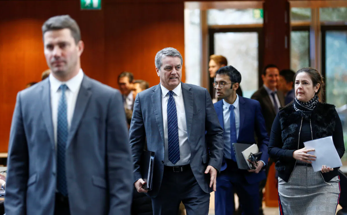 World Trade Organization (WTO) Director-General Roberto Azevedo arrives for the General Council at the WTO headquarters in Geneva, Switzerland, Dec. 9, 2019. (REUTERS/Denis Balibouse)