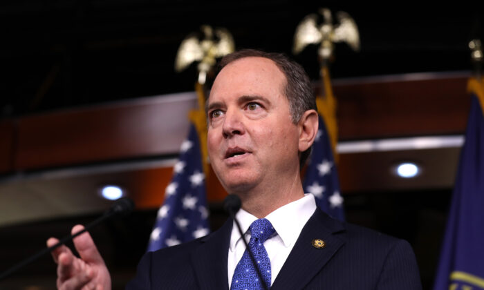 House Intelligence Chairman Adam Schiff (D-Calif.) holds a news conference shortly after the release of the committee's Trump-Ukraine Impeachment Inquiry Report at the U.S. Capitol in Washington on Dec. 3, 2019. (Chip Somodevilla/Getty Images)