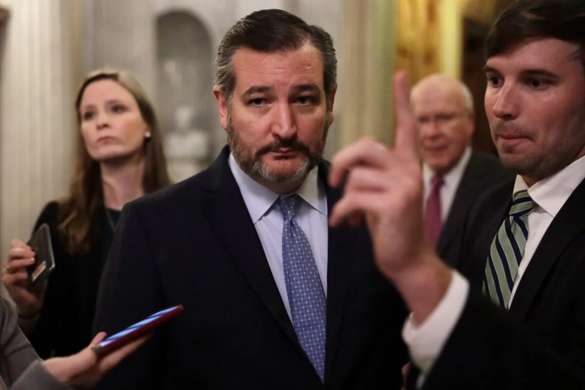 Sen. Ted Cruz (R-Texas) leaves after a vote at the U.S. Capitol in Washington on Dec. 2, 2019. (Alex Wong/Getty Images)