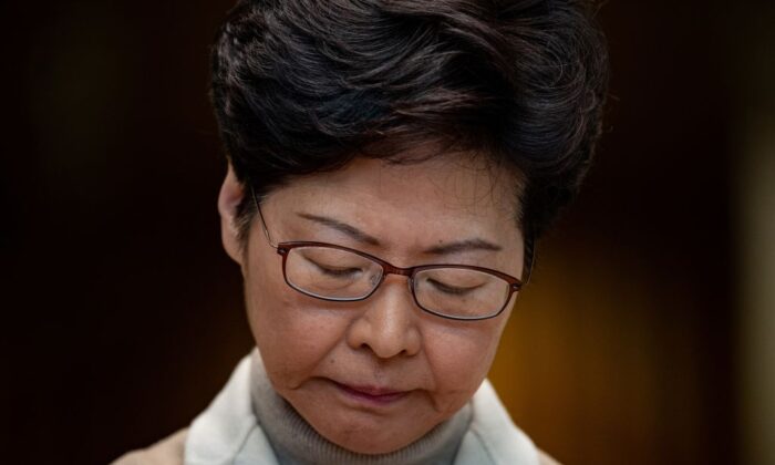 Hong Kong leader Carrie Lam speaks at a press conference in Hong Kong on Dec. 10, 2019. (Philip Fong/AFP via Getty Images)
