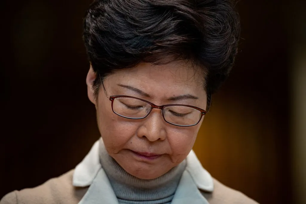 Hong Kong leader Carrie Lam speaks at a press conference in Hong Kong on Dec. 10, 2019. (Philip Fong/AFP via Getty Images)