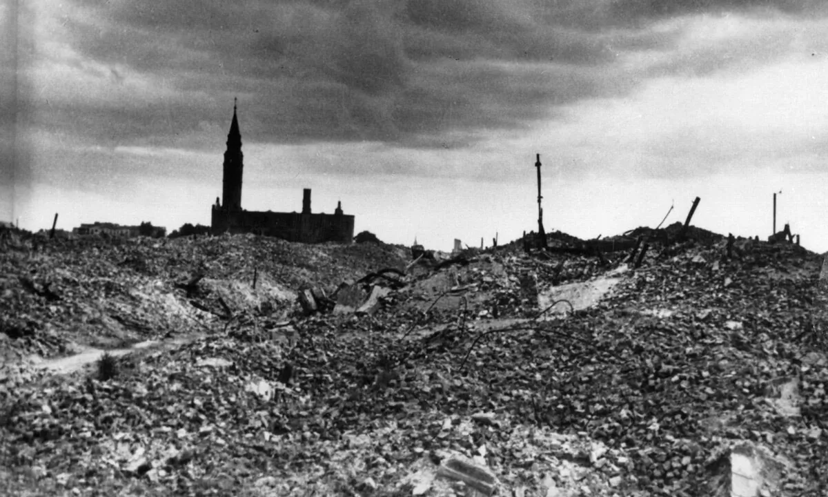 About 95 percent of Warsaw lay in rubble after Hitler, enraged by the uprising, ordered the city to be eliminated. Its population of 1.3 million before the war was reduced to fewer than 1,000 people. Keystone/Getty Images