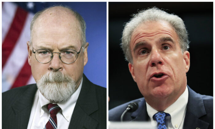 L-U.S. Attorney John Durham. (Department of Justice); R-Department of Justice Inspector General Michael Horowitz. (Manuel Balce Ceneta/AP Photo)
