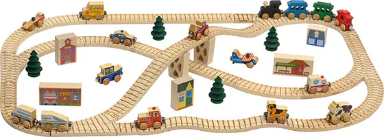 Maple Landmark offers a variety of well-made wooden train track sets and accessories. (Courtesy of Maple Landmark)
