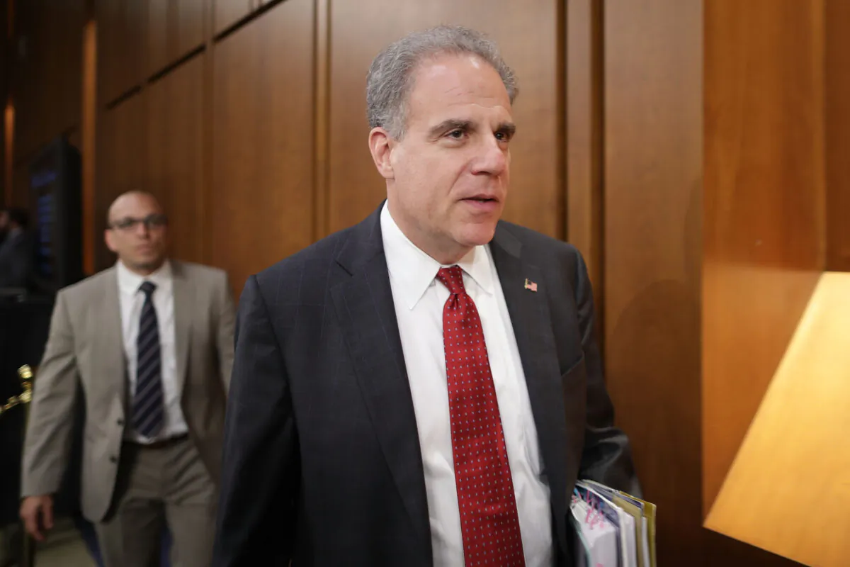 Justice Department Inspector General Michael Horowitz arrives before testifying to the Senate Judiciary Committee in the Hart Senate Office Building on Capitol Hill June 18, 2018. (Chip Somodevilla/Getty Images)