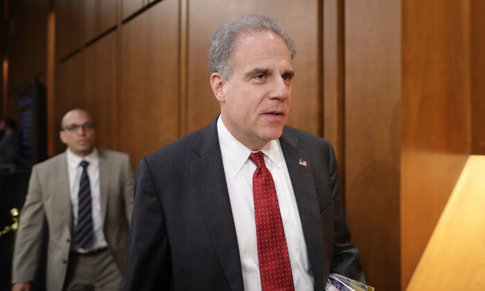 Justice Department Inspector General Michael Horowitz arrives before testifying to the Senate Judiciary Committee in the Hart Senate Office Building on Capitol Hill June 18, 2018. (Chip Somodevilla/Getty Images)