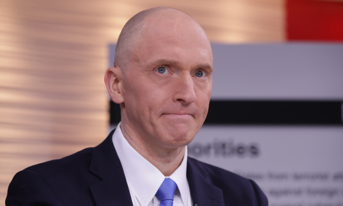 Former Trump campaign associate Carter Page participates in a discussion in Washington in a May 2019 file photograph. (Chip Somodevilla/Getty Images)