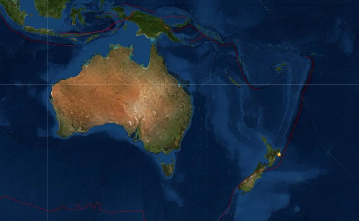 A 5.3-magnitude earthquake hits Gisborne on New Zealand’s North Island on Dec. 10, 2019. (USGS)