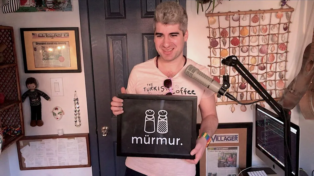 Podcast host Uluç Ülgen in his apartment in New York on Oct. 23, 2019.