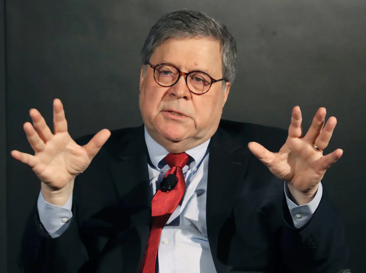 Attorney General William Barr speaks about the Justice Department's Russia investigation into the 2016 presidential campaign, during the Wall Street Journal's annual CEO Council meeting, at the Four Seasons Hotel on Dec. 10, 2019 in Washington. (Mark Wilson/Getty Images)