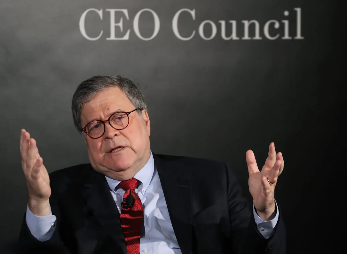 U.S. Attorney General William Barr speaks about the Justice Department's Russia investigation into the 2016 presidential campaign, during the Wall Street Journal's annual CEO Council meeting, at the Four Seasons Hotel on December 10, 2019 in Washington, DC. Mark Wilson/Getty Images