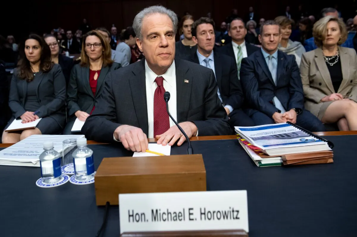 Justice Department Inspector General Michael Horowitz arrives to testify about the Inspector General's report on alleged abuses of the Foreign Intelligence Surveillance Act (FISA) during a Senate Judiciary Committee hearing on Capitol Hill in Washington on Dec. 11, 2019. (Saul Loeb/AFP via Getty Images)