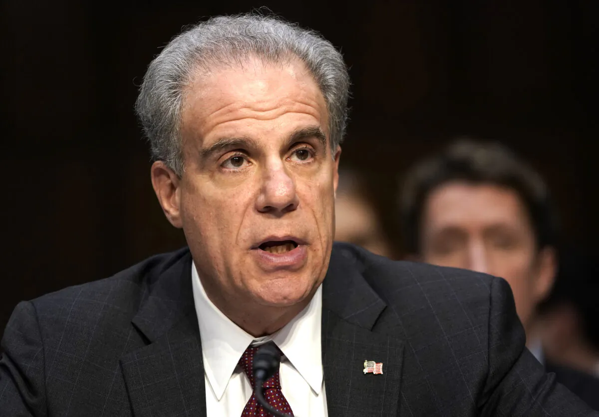 Michael Horowitz, inspector general for the Justice Department, testifies before the Senate Judiciary Committee in the Hart Senate Office Building in Washington on Dec. 11, 2019. (Win McNamee/Getty Images)