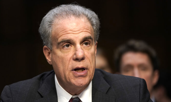 Michael Horowitz, inspector general for the Justice Department, testifies before the Senate Judiciary Committee in the Hart Senate Office Building in Washington on Dec. 11, 2019. (Win McNamee/Getty Images)
